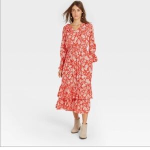 Universal Thread Coral Floral Midi Dress